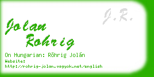 jolan rohrig business card